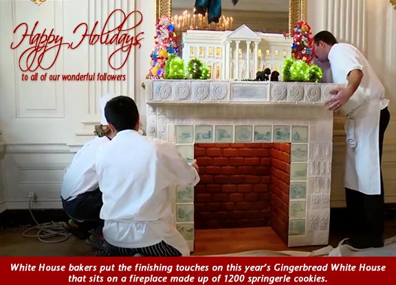 Bakers putting together Gingerbread White House Display